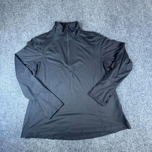 Lukka Lux Top Womens Large Black Quarter Zip‎ Mock Neck Thumbhole Activewear